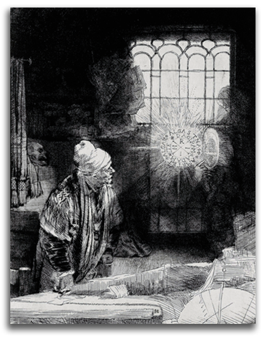 alchemist-rembrandt Image of 'The Alchemist' (aka Faust) by Rembrandt.