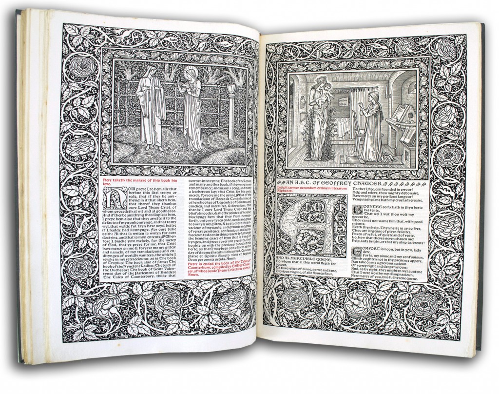 beardsley-chaucer-openpp Image of illustrated pages from 'The Works of Geoffrey Chaucer.'