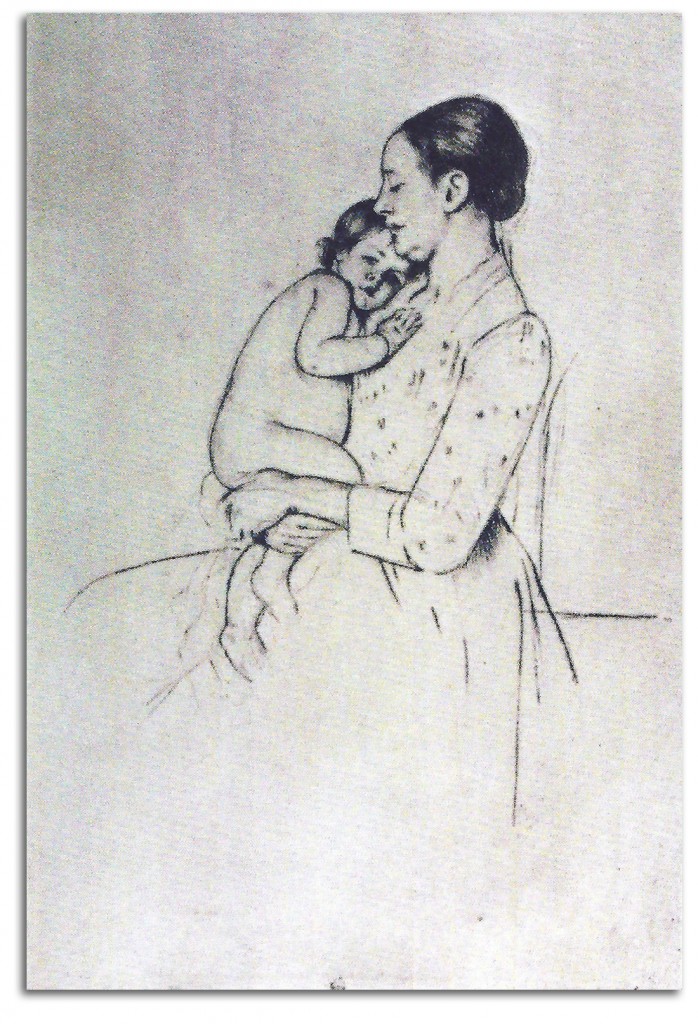 cassatt-mother-child Image of litho of Cassatt's 'Mother and Child.'