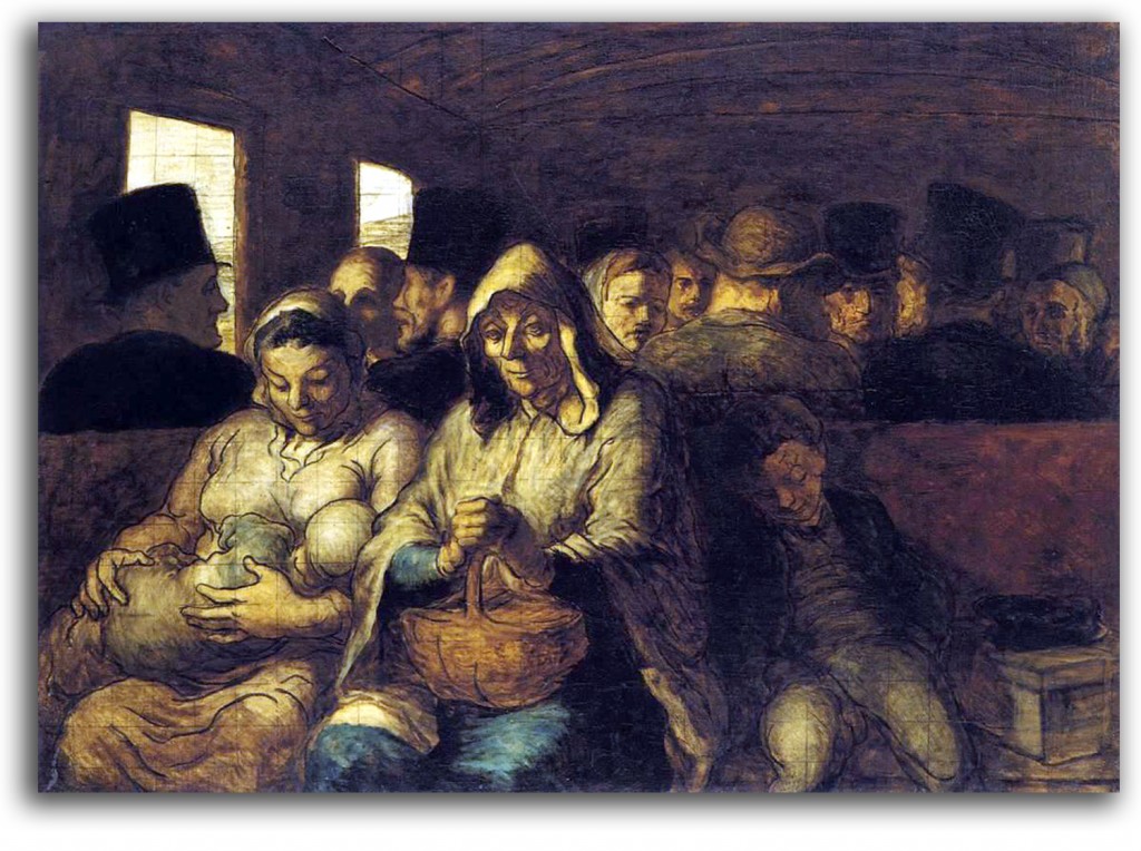 Image of lithographic reproduction of Daumier's 'Third-Class Carriage.'
