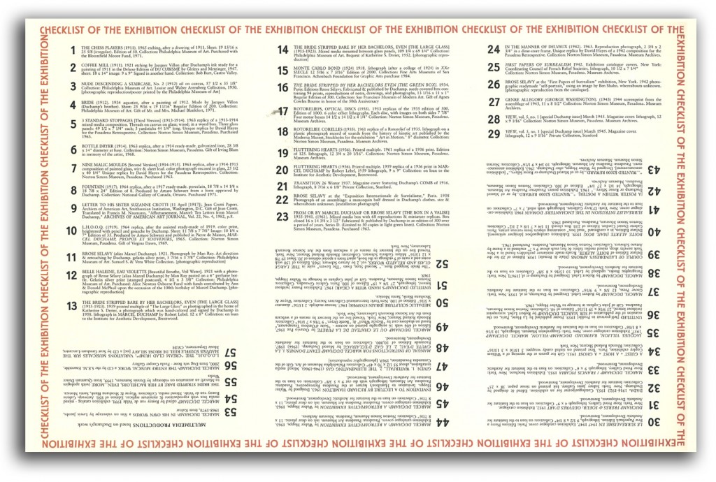 duchamp_2001_ex_brochure-white-p2 Interior image of Duchamp exhibit brochure.