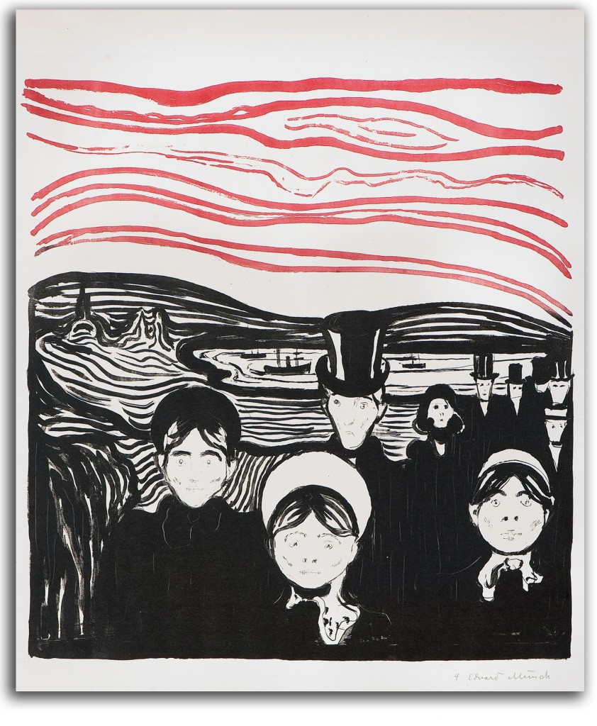 munch-anxiety Image of 'Anxiety' lithograph by Munch.
