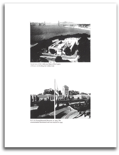 muse-1973-famsf brochure image showing aerial views of Palace of Legion of Honor and the de Young Museum in SF.