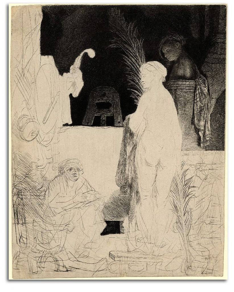 rembrandt-artist_drawing_model Image of Rembrandt etching, 'The Artist Drawing from a Model.'