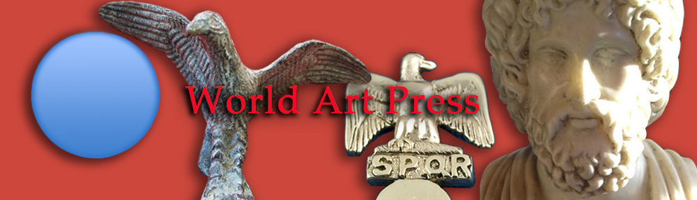 ROMAN HEAD, EAGLE FIGURE, & SPQR BATTLE BANNER (replicas)