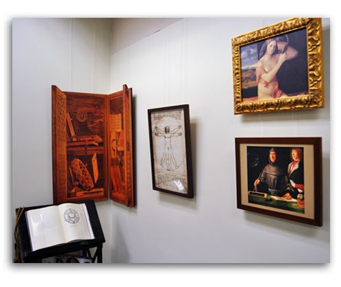 sac-mod_gallery59 Image of the 'Leonardo Corner' in the CSUEB Library Modern Study Gallery.