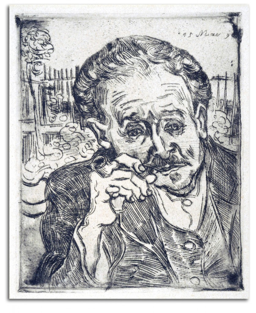 van_gogh-etching-rev Image of etching entitled 'Portrait of Dr. Gachet' by Van Gogh.