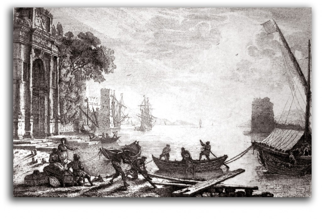 lorraine-levant-rev Image of etching by Claude Lorraine.