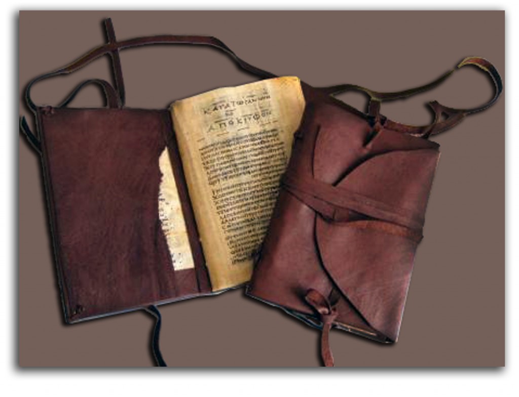 Image of replica of Nag Hammadi Codex.