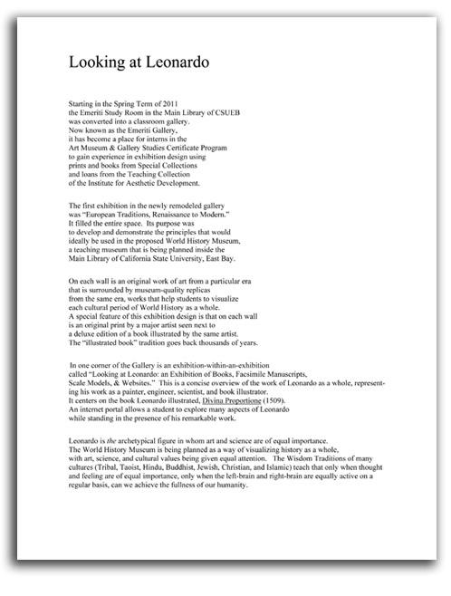 Image of 'Looking at Leonardo' booklet - page 3.